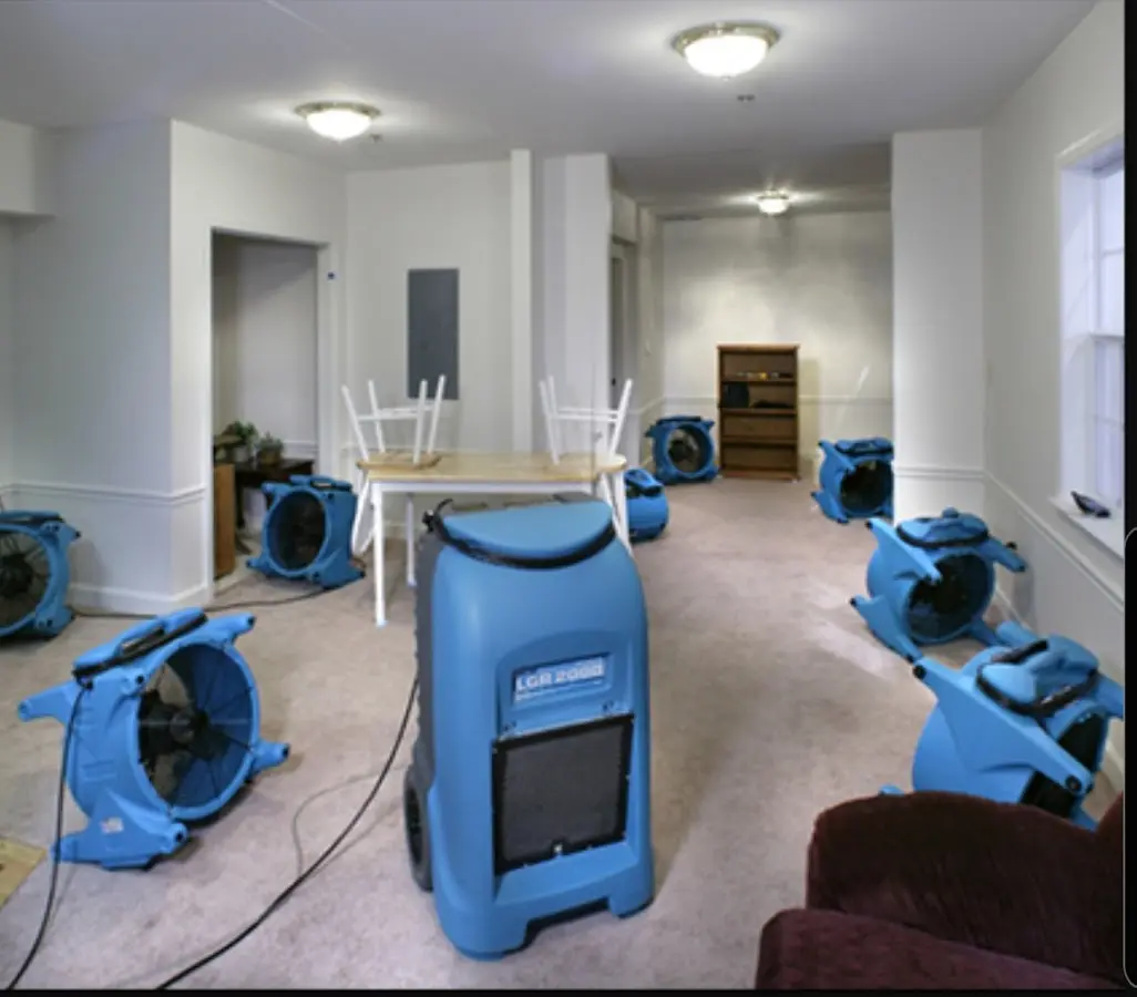 Air movers and dehumidifier setup for Water Extraction & Removal in West Hempfield