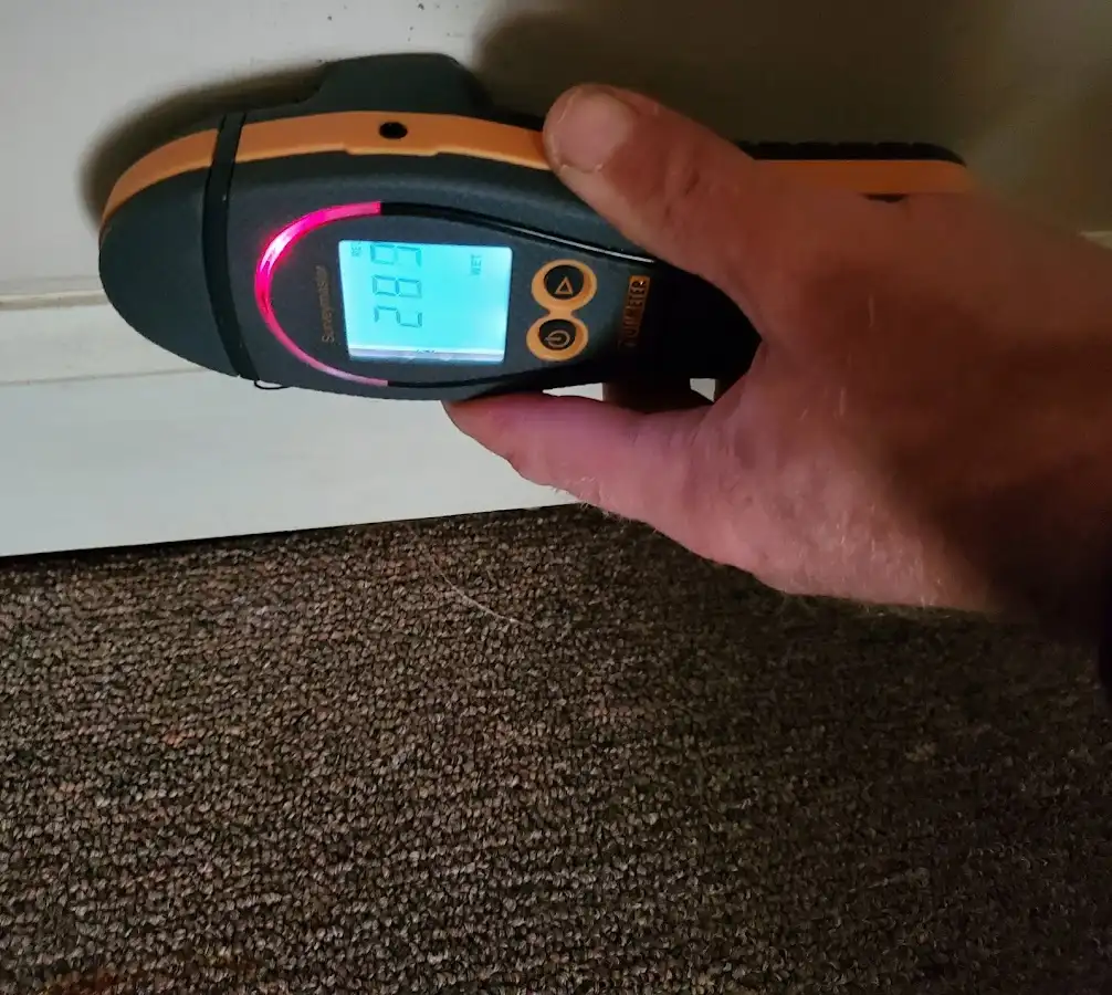Moisture detection at baseboard during Burst Pipe Cleanup in West Hempfield
